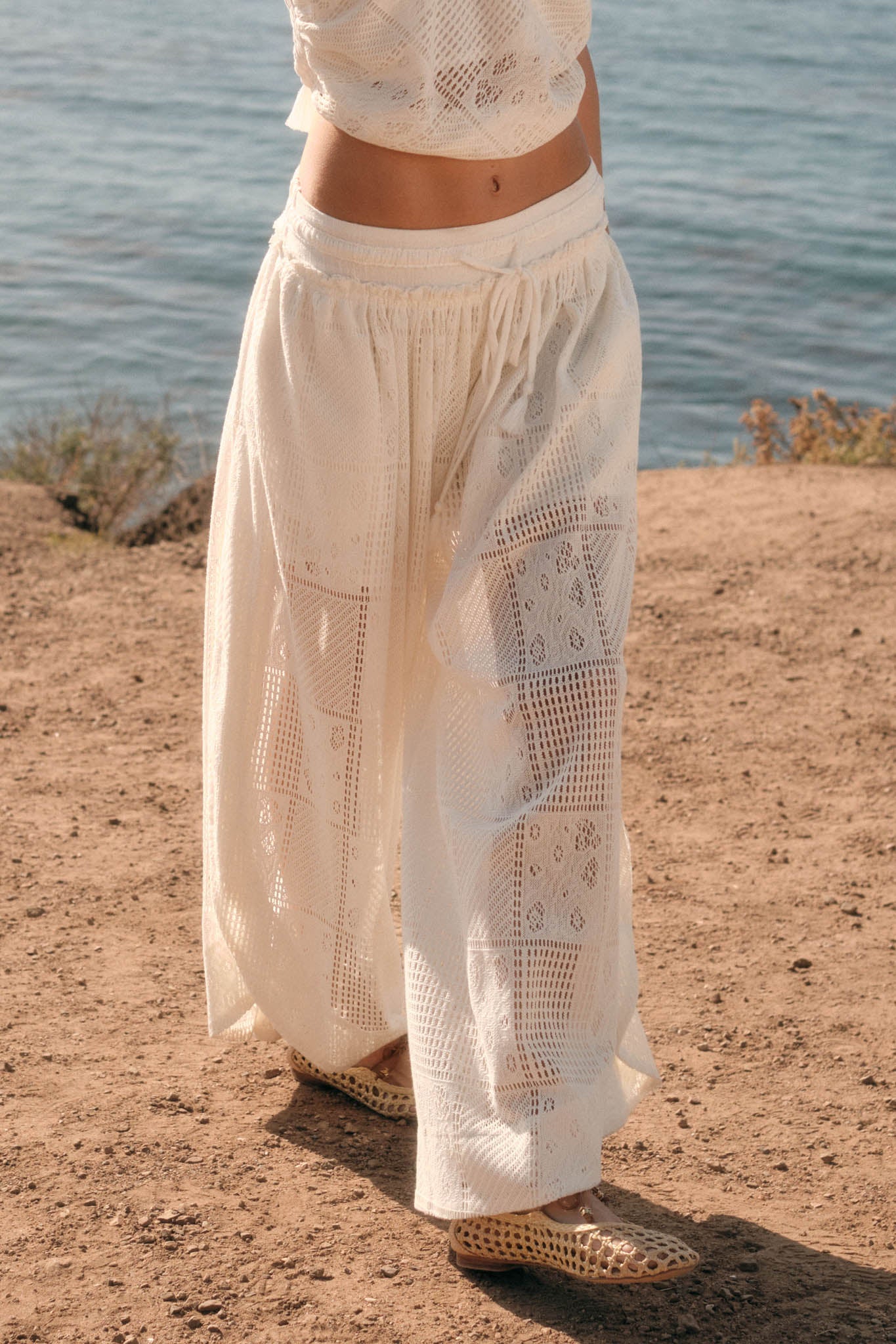 First Light Crochet Lace Drawstring Tulip Pants - ShopPromesa