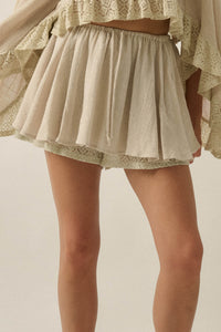Free Yourself Cotton Gauze and Lace Ruffle Skort - ShopPromesa