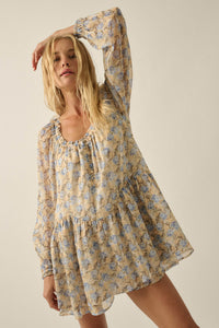 Sun-Kissed Petals Floral Chiffon Babydoll Romper - ShopPromesa