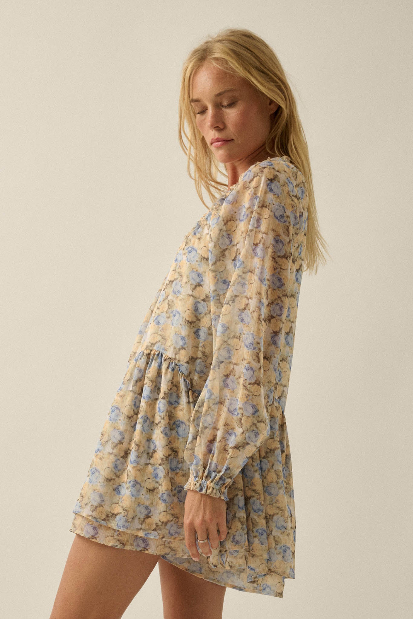 Sun-Kissed Petals Floral Chiffon Babydoll Romper - ShopPromesa