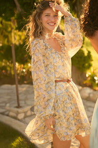 Sun-Kissed Petals Floral Chiffon Babydoll Romper - ShopPromesa