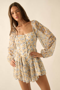 Sunlit Kiss Floral Chiffon Tiered Ruffle Romper - ShopPromesa