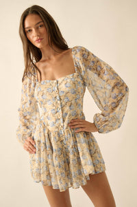 Sunlit Kiss Floral Chiffon Tiered Ruffle Romper - ShopPromesa