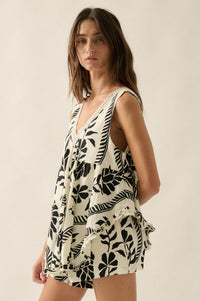 Jungle Boogie Tropical-Print Layered Babydoll Romper - ShopPromesa