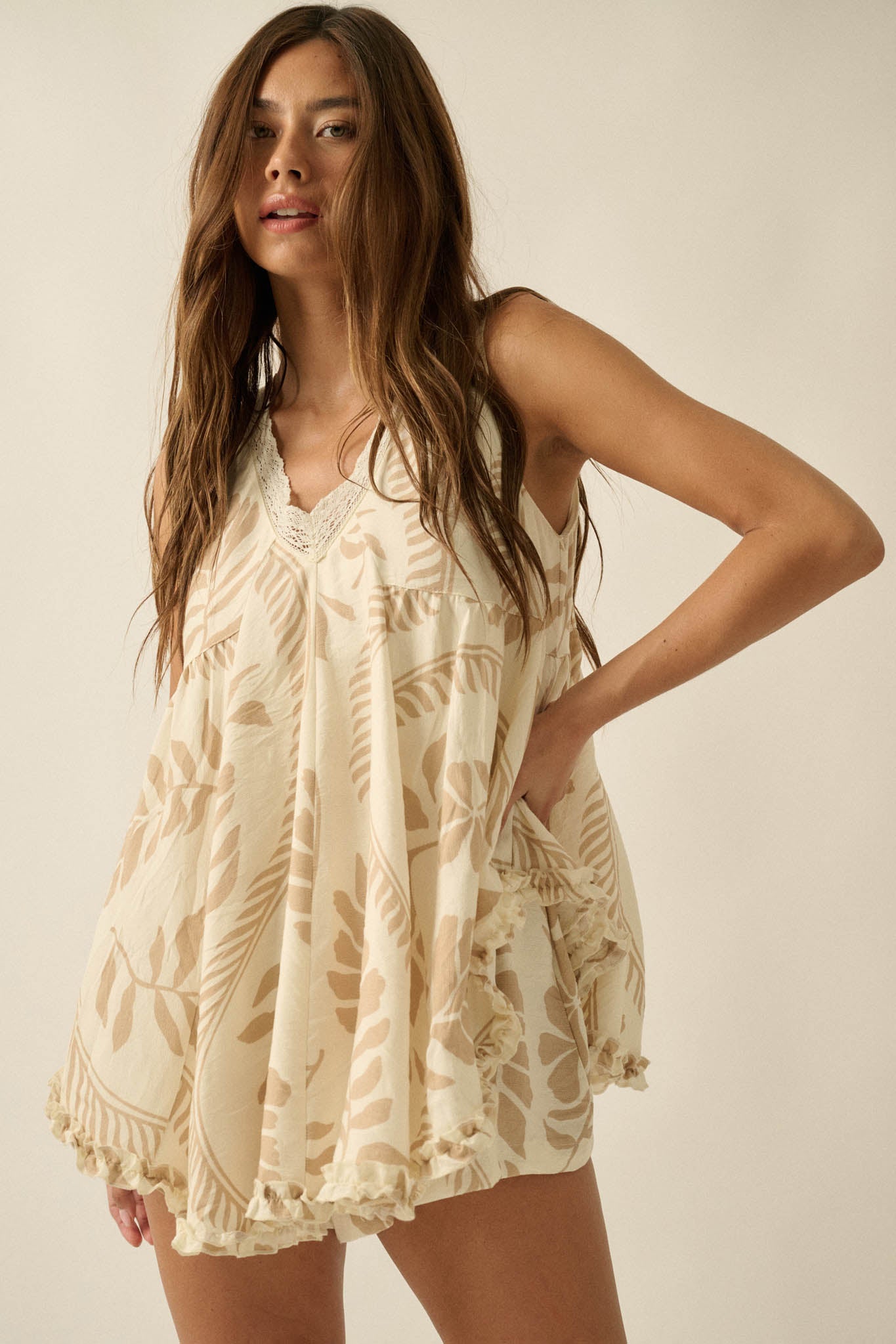 Jungle Boogie Tropical-Print Layered Babydoll Romper - ShopPromesa