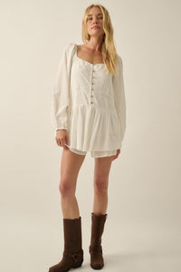 Perfectly Pretty Tonal-Stripe Babydoll Romper - ShopPromesa
