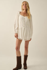 Perfectly Pretty Tonal-Stripe Babydoll Romper - ShopPromesa