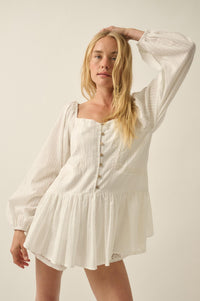 Perfectly Pretty Tonal-Stripe Babydoll Romper - ShopPromesa