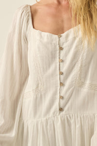 Perfectly Pretty Tonal-Stripe Babydoll Romper - ShopPromesa