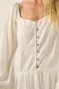 Perfectly Pretty Tonal-Stripe Babydoll Romper - ShopPromesa