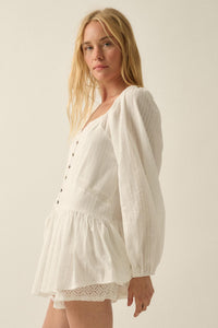 Perfectly Pretty Tonal-Stripe Babydoll Romper - ShopPromesa