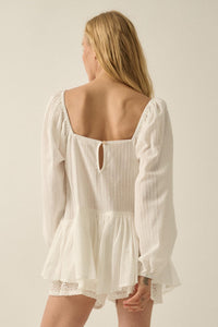 Perfectly Pretty Tonal-Stripe Babydoll Romper - ShopPromesa