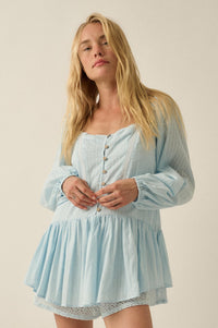 Perfectly Pretty Tonal-Stripe Babydoll Romper - ShopPromesa