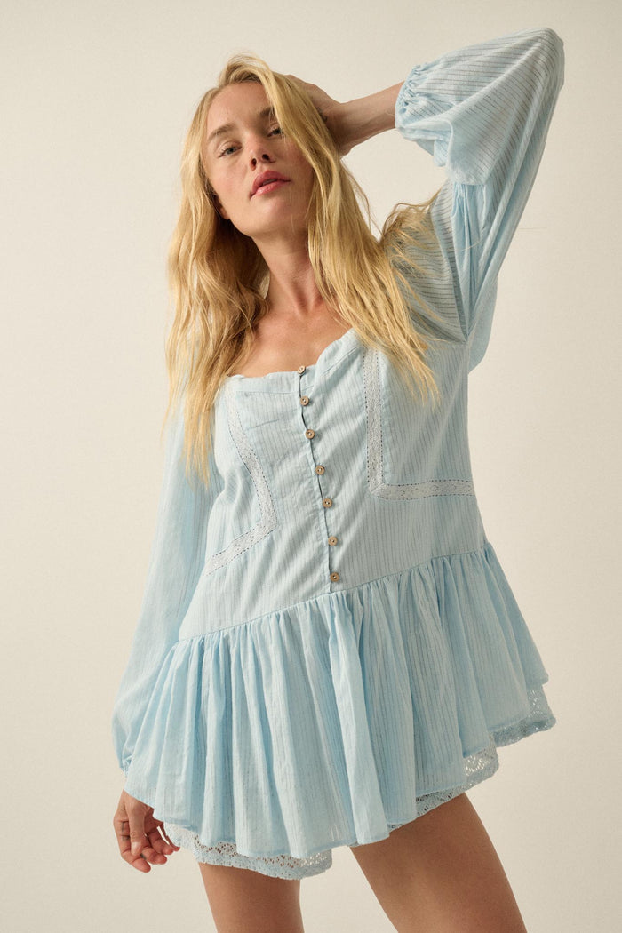 Perfectly Pretty Tonal-Stripe Babydoll Romper - ShopPromesa