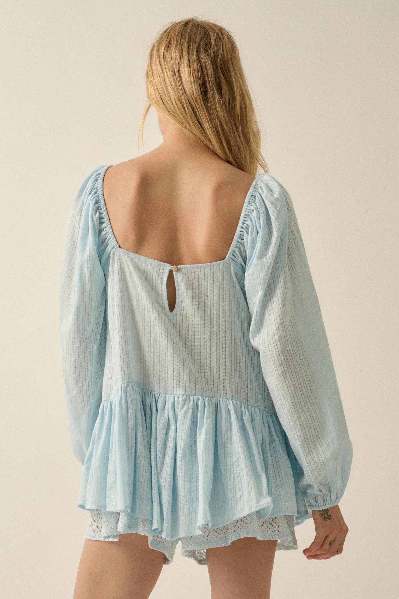 Perfectly Pretty Tonal-Stripe Babydoll Romper - ShopPromesa