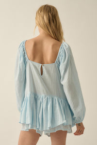 Perfectly Pretty Tonal-Stripe Babydoll Romper - ShopPromesa
