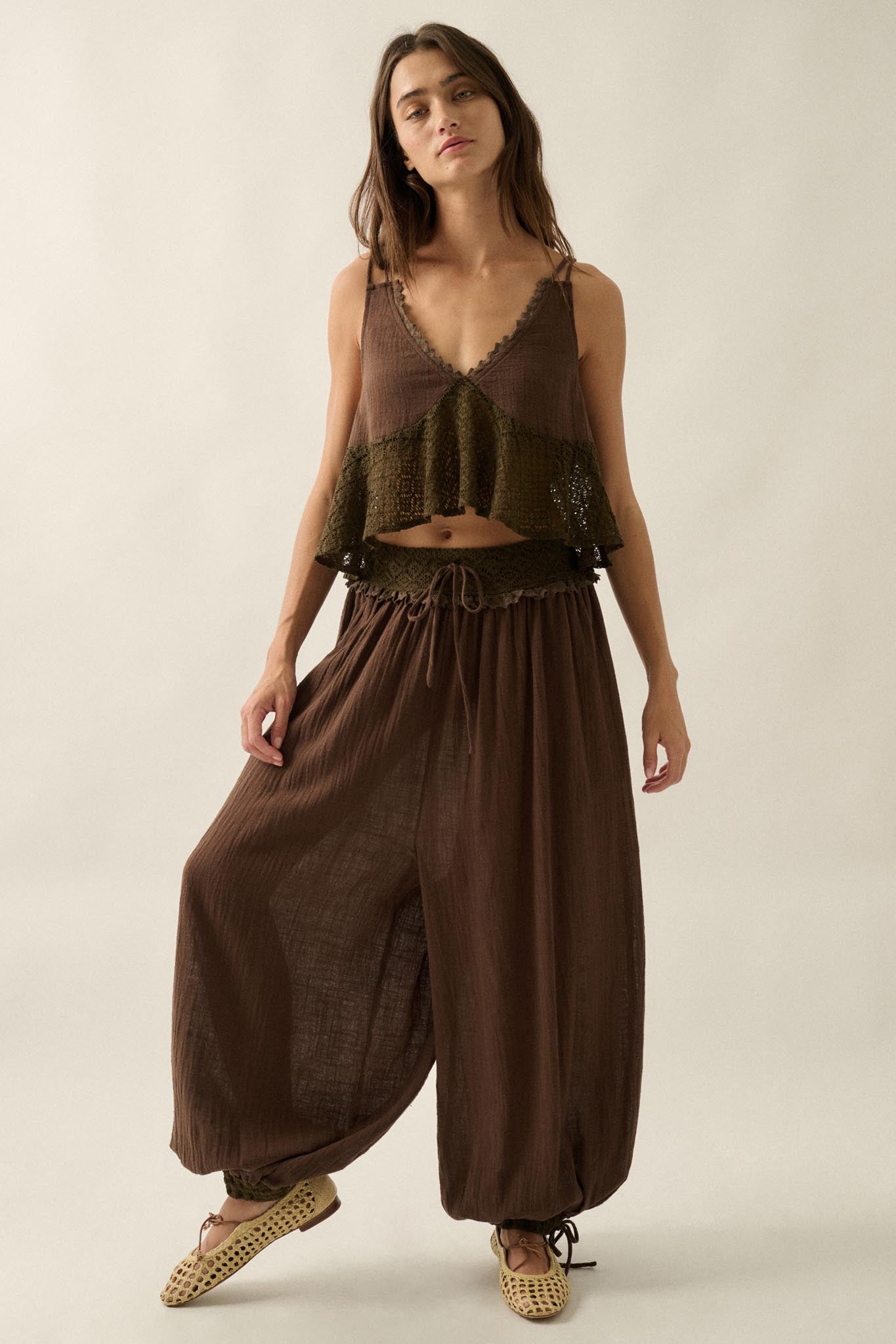 Break Free Cotton Gauze Drawstring Balloon Pants - ShopPromesa