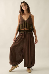 Break Free Cotton Gauze Drawstring Balloon Pants - ShopPromesa