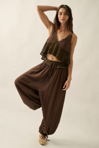 Break Free Cotton Gauze Drawstring Balloon Pants - ShopPromesa