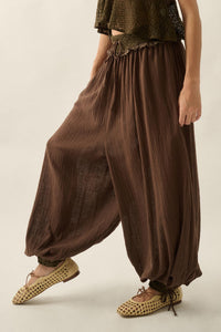 Break Free Cotton Gauze Drawstring Balloon Pants - ShopPromesa