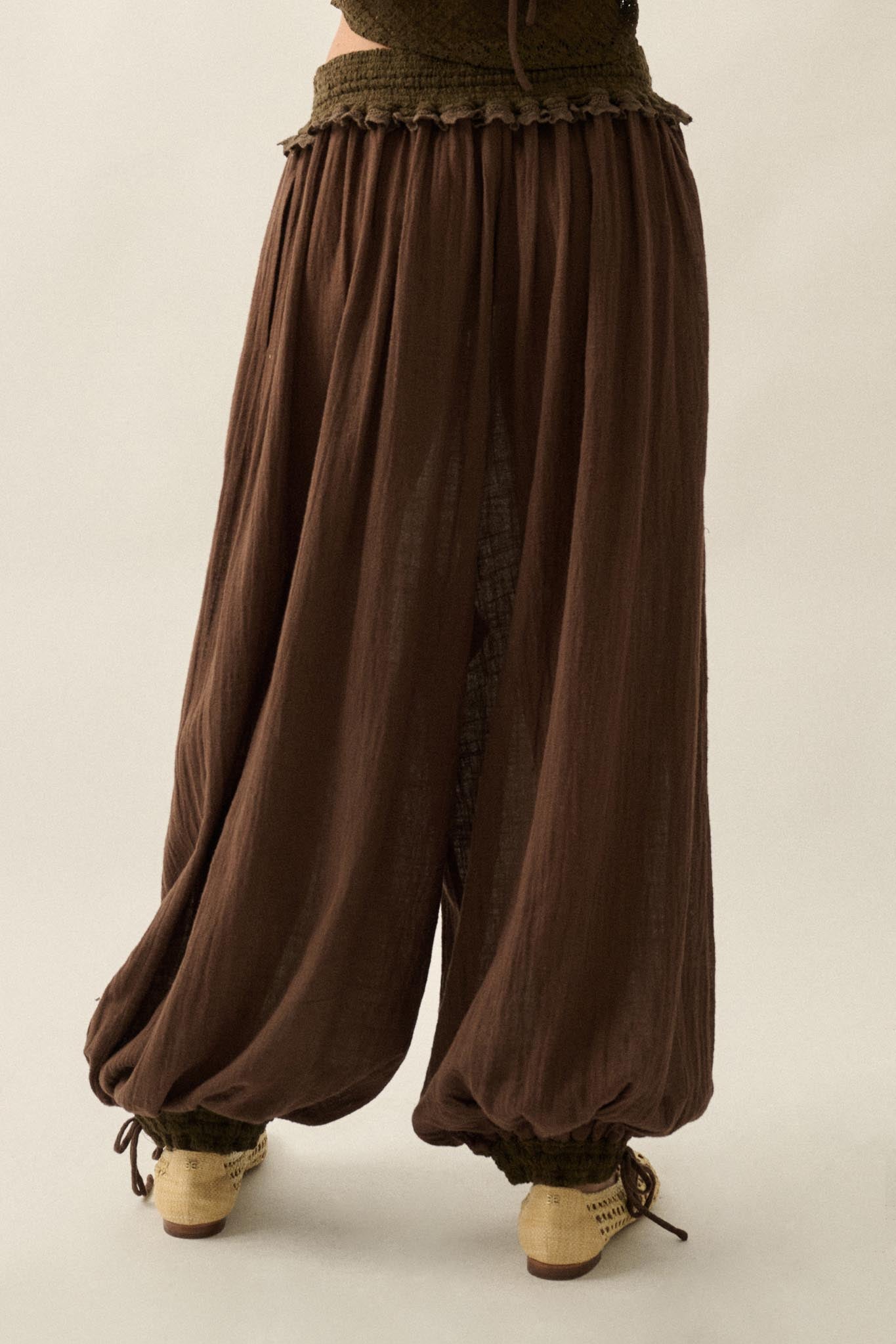 Break Free Cotton Gauze Drawstring Balloon Pants - ShopPromesa