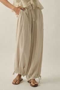 Break Free Cotton Gauze Drawstring Balloon Pants - ShopPromesa
