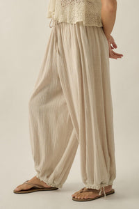 Break Free Cotton Gauze Drawstring Balloon Pants - ShopPromesa