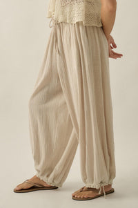 Break Free Cotton Gauze Drawstring Balloon Pants - ShopPromesa