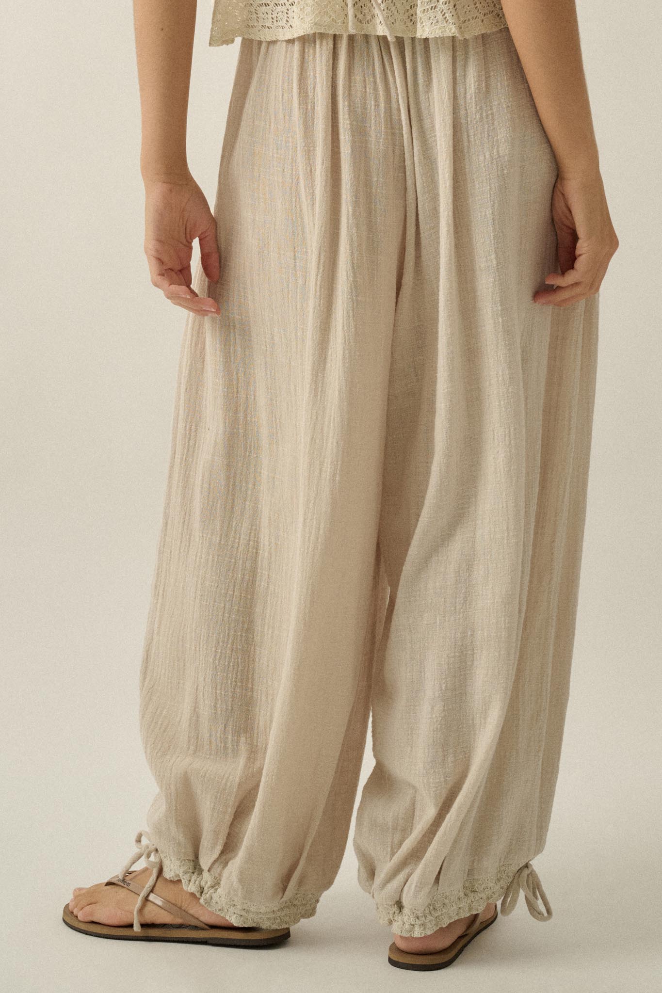 Break Free Cotton Gauze Drawstring Balloon Pants - ShopPromesa