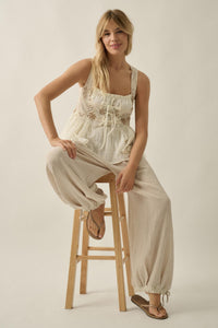 Break Free Cotton Gauze Drawstring Balloon Pants - ShopPromesa