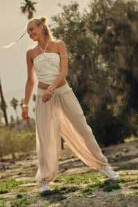 Break Free Cotton Gauze Drawstring Balloon Pants - ShopPromesa
