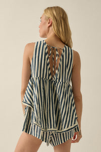 Sunny Saturday Striped Ruffled Babydoll Romper - ShopPromesa