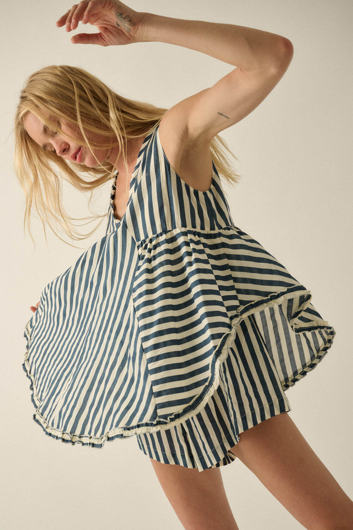 Sunny Saturday Striped Ruffled Babydoll Romper - ShopPromesa