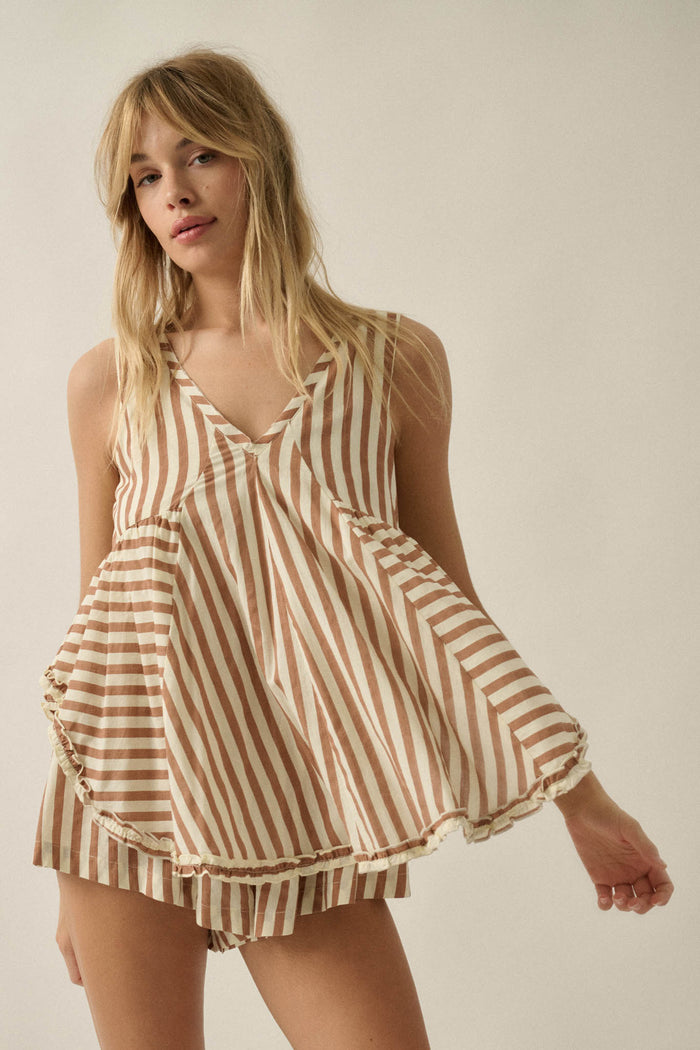Sunny Saturday Striped Ruffled Babydoll Romper - ShopPromesa