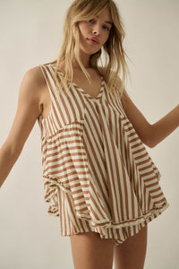 Sunny Saturday Striped Ruffled Babydoll Romper - ShopPromesa