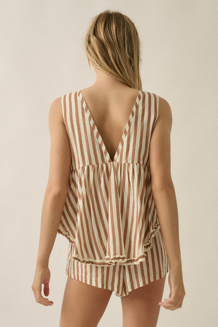 Sunny Saturday Striped Ruffled Babydoll Romper - ShopPromesa