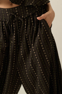 Blooming Bazaar Floral-Stripe Cotton Balloon Pants - ShopPromesa