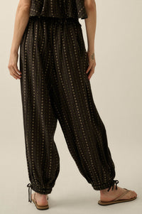 Blooming Bazaar Floral-Stripe Cotton Balloon Pants - ShopPromesa