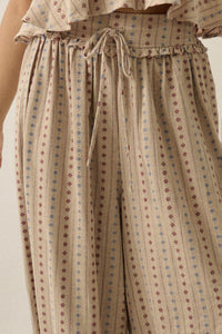 Blooming Bazaar Floral-Stripe Cotton Balloon Pants - ShopPromesa