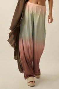 Soft Sunset Ombre Mesh Pleated Wide-Leg Pants - ShopPromesa