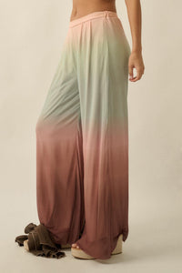 Soft Sunset Ombre Mesh Pleated Wide-Leg Pants - ShopPromesa