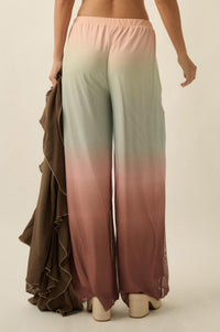 Soft Sunset Ombre Mesh Pleated Wide-Leg Pants - ShopPromesa