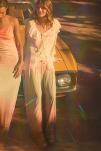 Soft Sunset Ombre Mesh Pleated Wide-Leg Pants - ShopPromesa