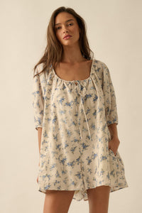 Simply Beautiful Floral Puff-Sleeve Babydoll Romper - ShopPromesa
