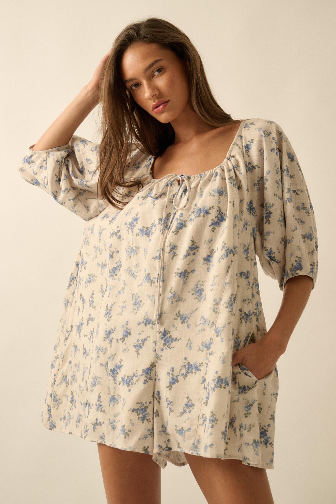 Simply Beautiful Floral Puff-Sleeve Babydoll Romper - ShopPromesa
