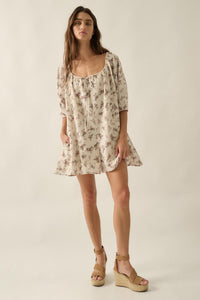 Simply Beautiful Floral Puff-Sleeve Babydoll Romper - ShopPromesa