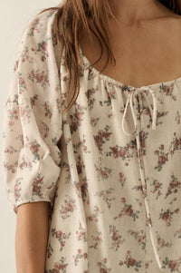 Simply Beautiful Floral Puff-Sleeve Babydoll Romper - ShopPromesa
