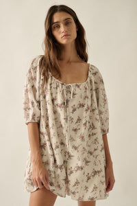 Simply Beautiful Floral Puff-Sleeve Babydoll Romper - ShopPromesa