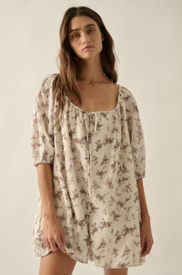 Simply Beautiful Floral Puff-Sleeve Babydoll Romper - ShopPromesa