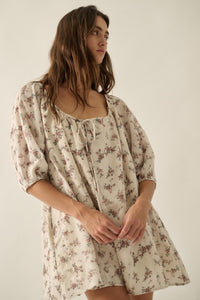 Simply Beautiful Floral Puff-Sleeve Babydoll Romper - ShopPromesa